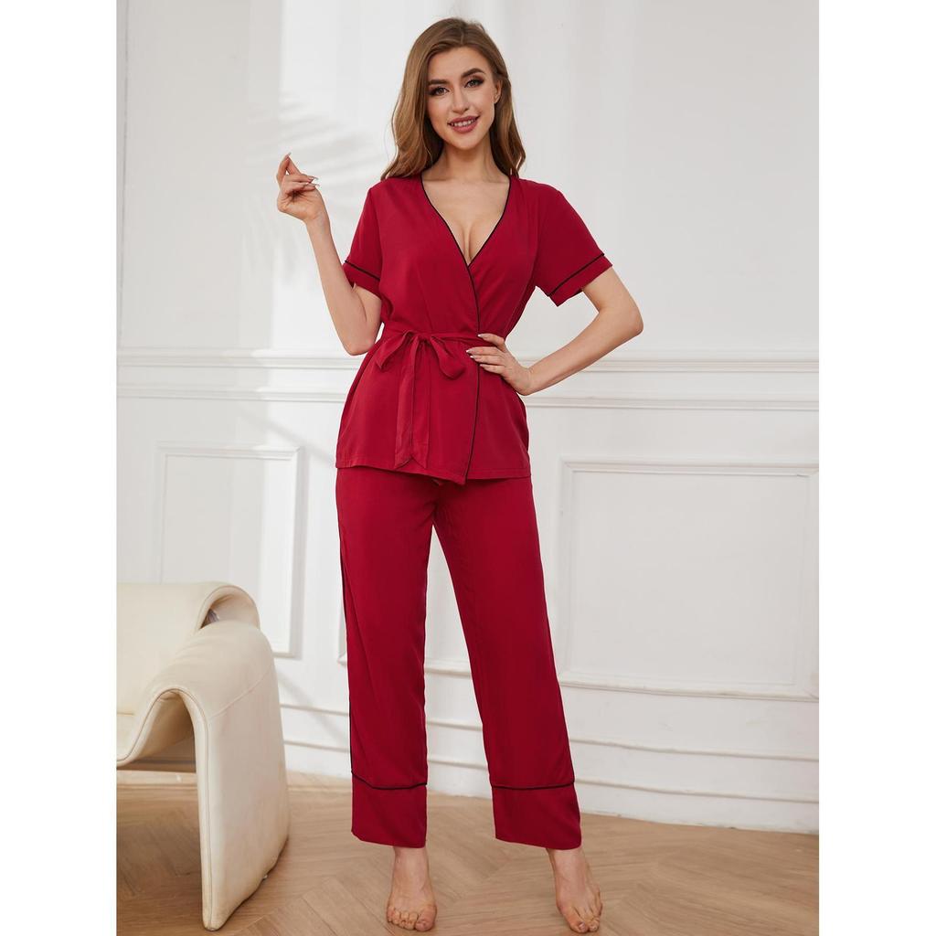 Пижамы для женщин, весенний и осенний кардиган, спальный халат с короткими рукавами, комплект домашней одежды