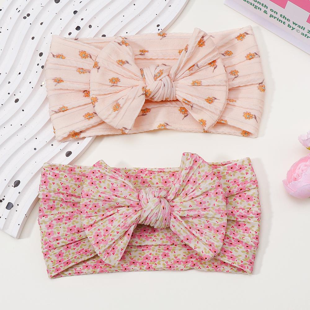 Cute Bowknot Baby Headbands Soft Elastic Nylon Girl Hairbands Solid Color Bow Turban Sunflower Headwear Hair Accessorie