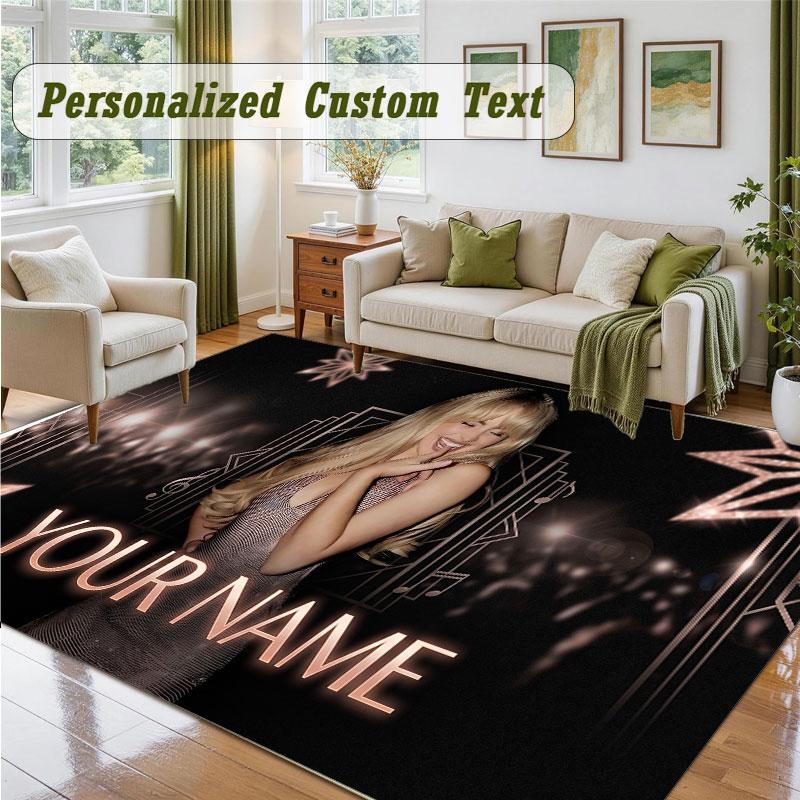 Crystal Velvet Square Rug Custom NameSabrina Carpenter Pattern Non Slip Home Floor Decor Rug