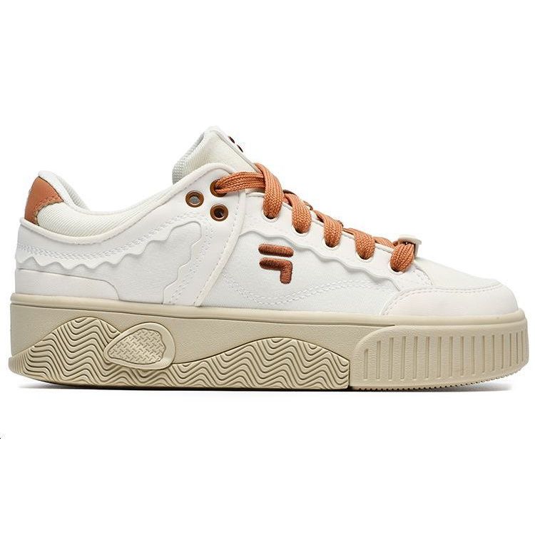 Fila Fusion Стэк Кейк Толстая подошва Амортизация Низкие кеды для скейтбординга Женские кроссовки Белый Коричневый T12W232201FGB