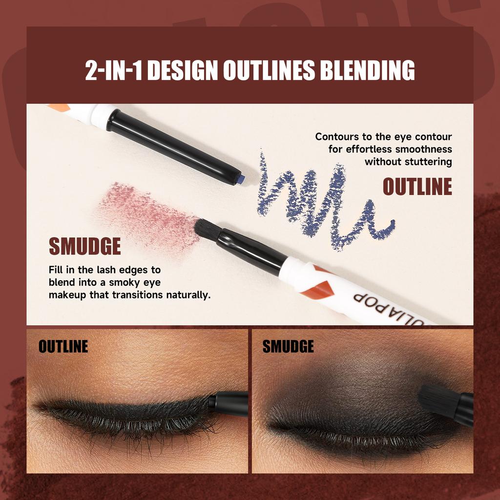 Набор подводки для глаз Smoky Eye Shadow, долговечная водостойкая, не размазывающаяся, шелковистая, гладкая, красочная, в стиле панк, дымчатый макияж с кисточкой