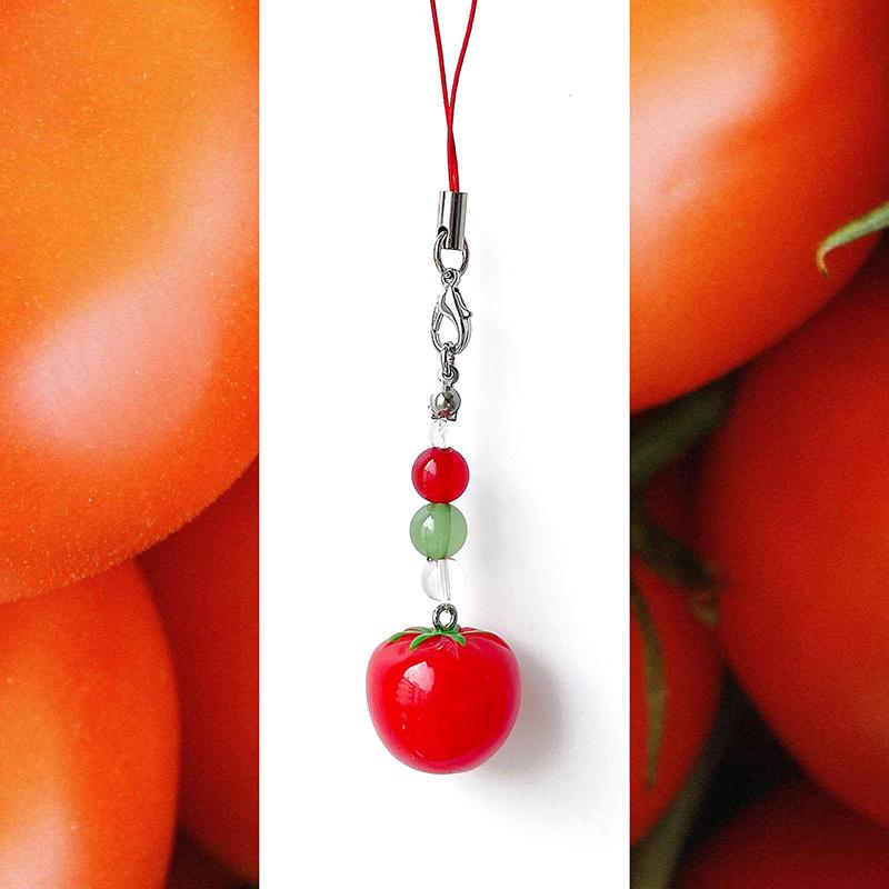 Имитация томата, оранжевый телефонный брелок с четырьмя листами клевера, бисерный брелок на удачу, сладкий свежий кулон, сумка, амулеты для девочек, подарок