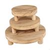 3 Pieces Round Wood Stool Pedestal Stand Cake Flower Pot Holder for Table Counter