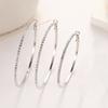 Large Rhinestone Hoop Earrings for Women Big Cubic Zirconia Thin Round Hoop Earrings Sparkly Hypoallergenic Jewelry Gift
