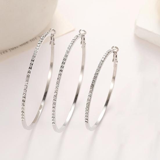 Large Rhinestone Hoop Earrings for Women Big Cubic Zirconia Thin Round Hoop Earrings Sparkly Hypoallergenic Jewelry Gift