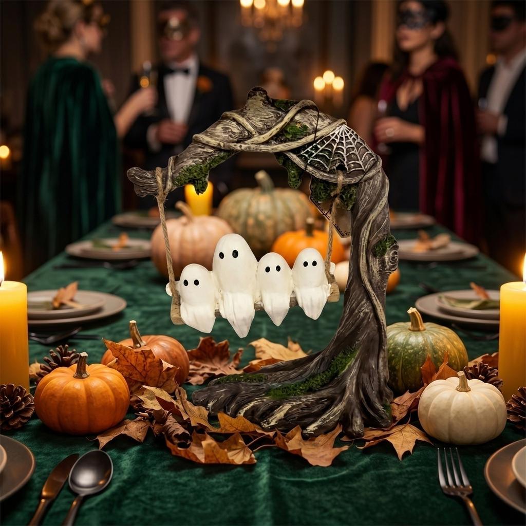 Halloween Swing Tree Decoration - Resin Figures with, Cute Table Decor for Party, Home, House