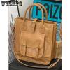 Vintage Elegant Handbag Women Retro Light Brown Single Shoulder Bag Large Capacity PU Zipper Messenger Bag