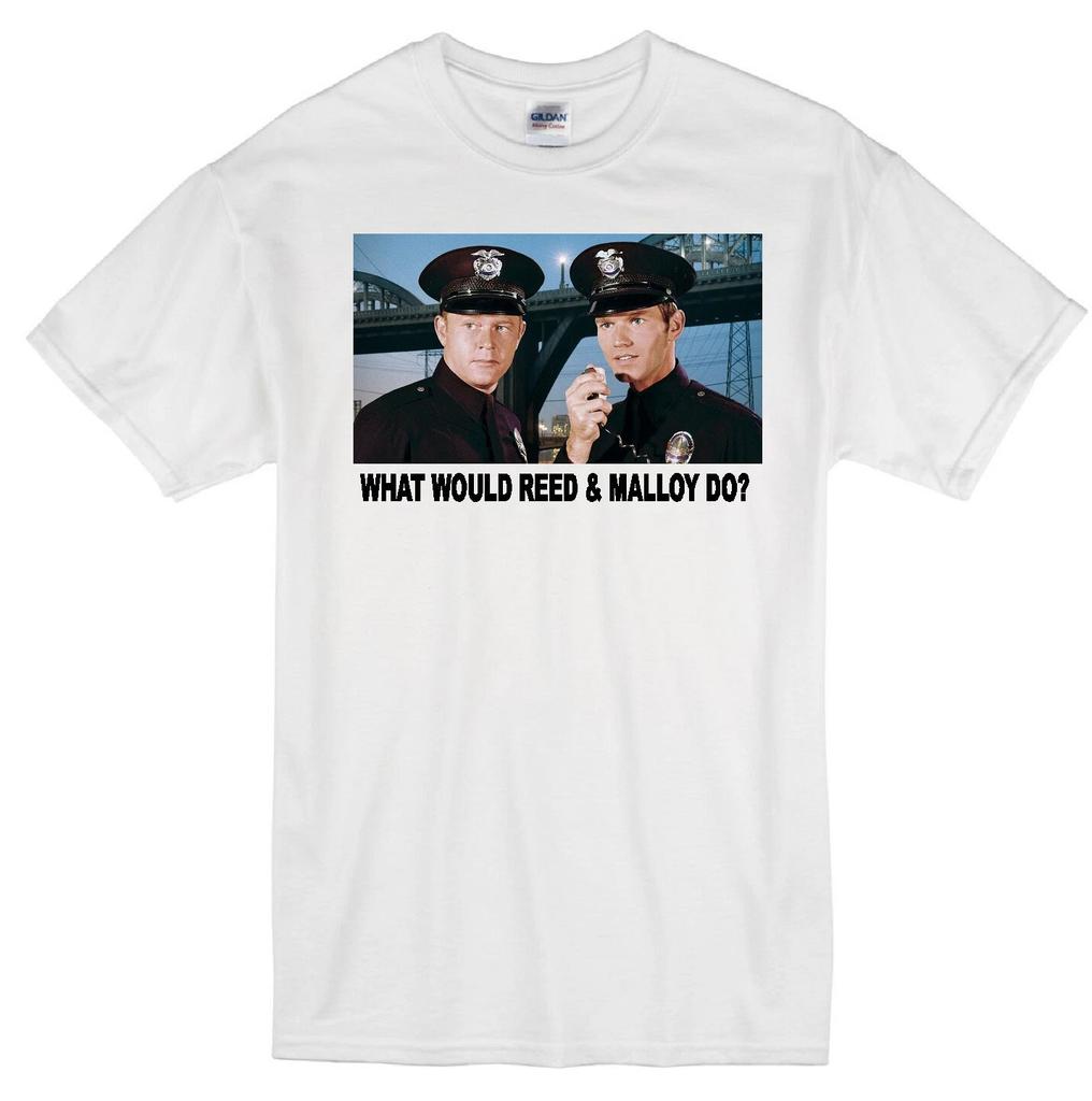 REED & MALLOY WWD? ADAM-12 POLICE MARTIN MILNER KENT McCORD COP TV WHITE T-shirt Tops Tees Unisex