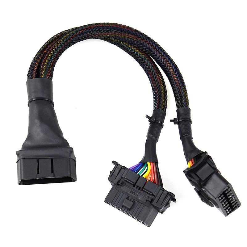 Угловой удлинительный кабель OBD2 папа на два гнезда, 16 контактов, для подключения 1 в 2, адаптер-удлинитель OBD 2