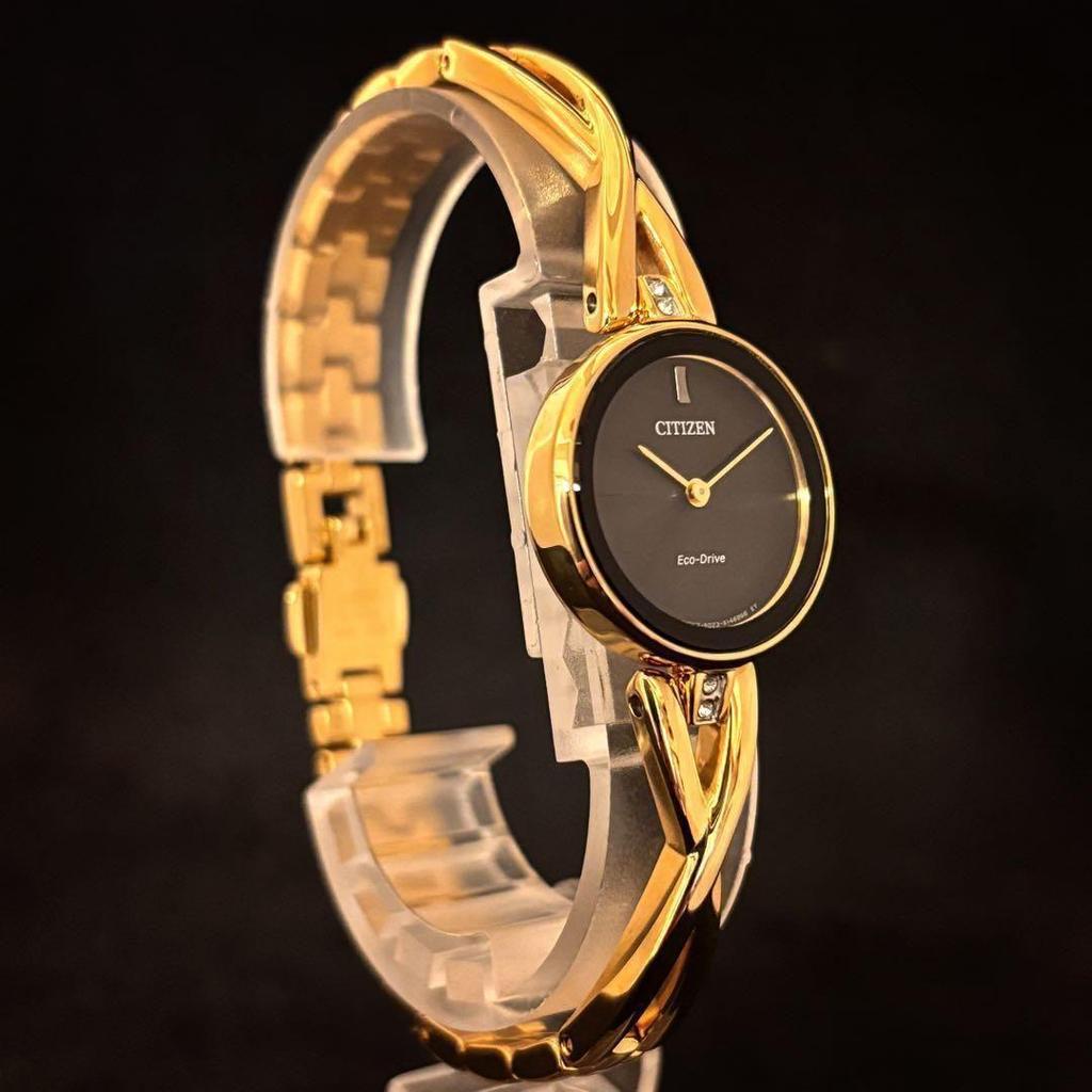 Used [CITIZEN] Ladies watch/Eco-Drive/Citizen/Stylish/For women/Gold/Black color/Noble/Beautiful