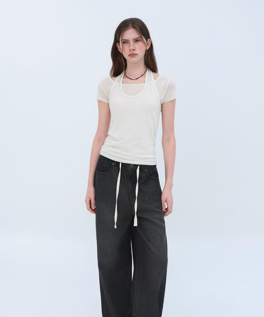 MUSINSA STANDARD WOMAN Women'S Wool Tencel Halter Layered T-Shirt [Ivory]