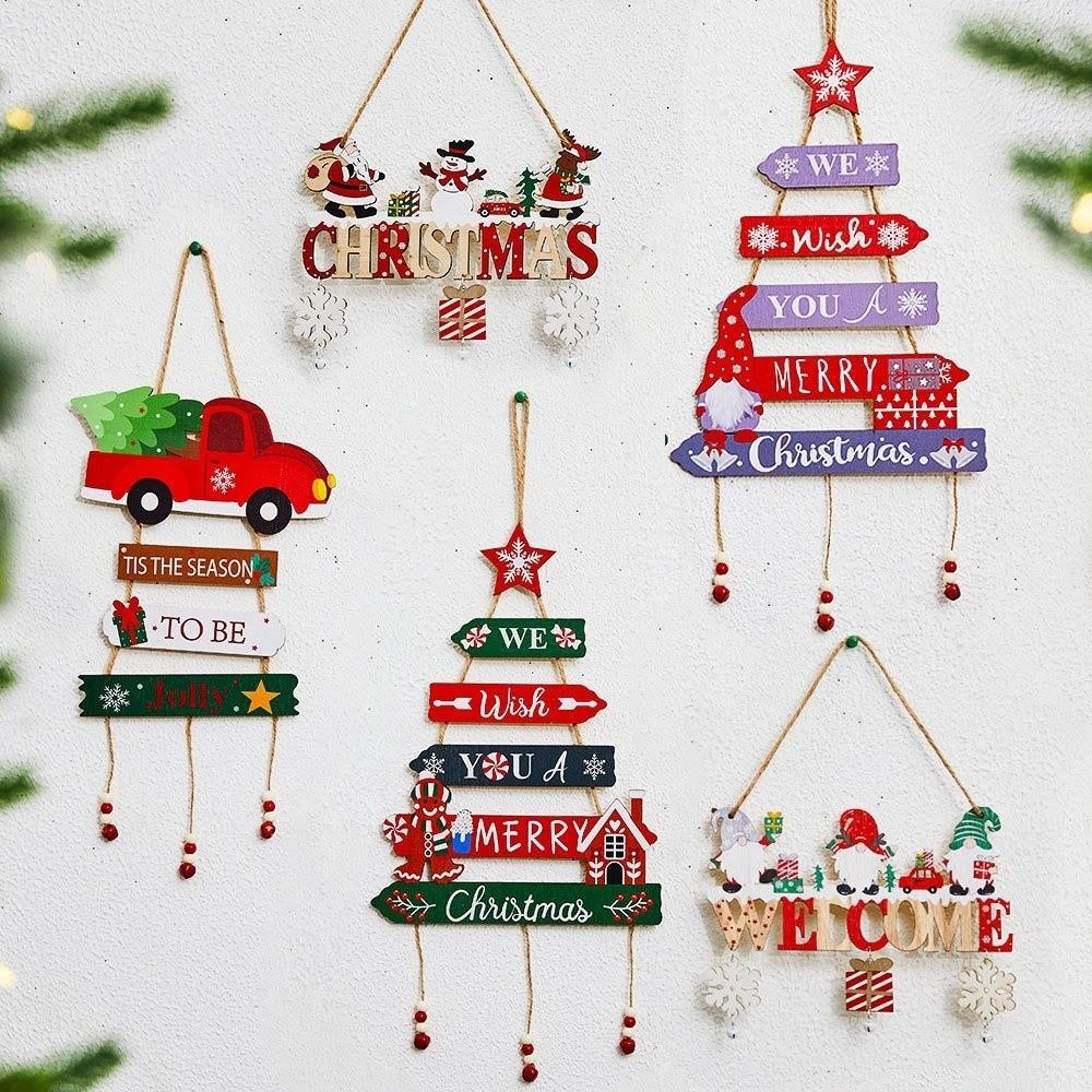 Wooden Xmas Tree Ornament Christmas Wall Ornament 2025 New Hanging Pendant Home Decor