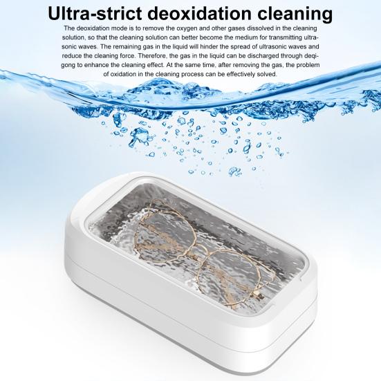 Yousheng Ultrasonic Cleaning Machine 49000Hz Wave Deep Clean 640ml Stainless Steel Sink 4 Modes Glasses Jewelry Daily Item Cleaner