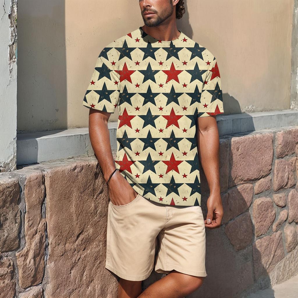 Летняя мужская популярная футболка с круглым вырезом и коротким рукавом с принтом