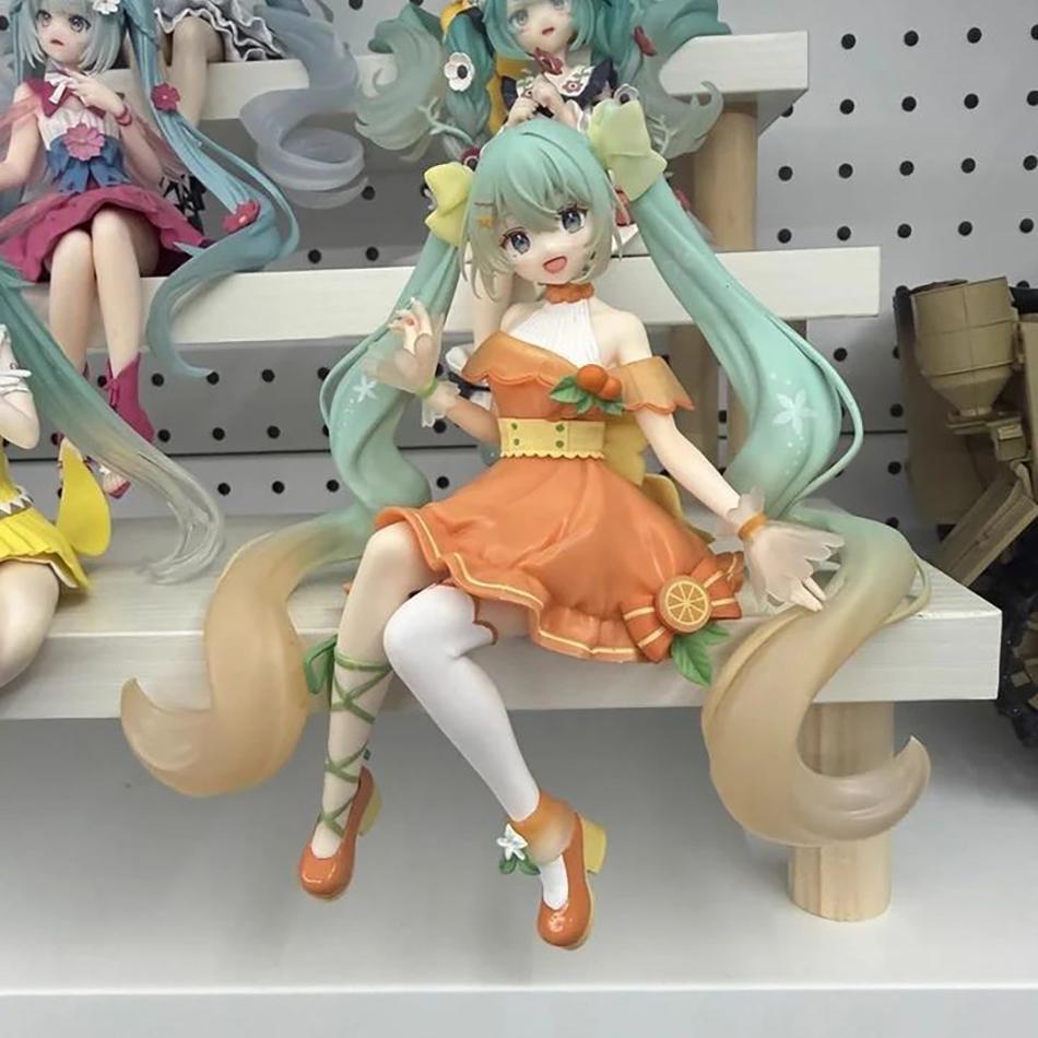 Фигурка-стоппер для лапши Hatsune Miku Citrus 14 см ПВХ Сидящая Аниме Коллекционная Модель Настольное Украшение Фигурка Действия Домашний Декор