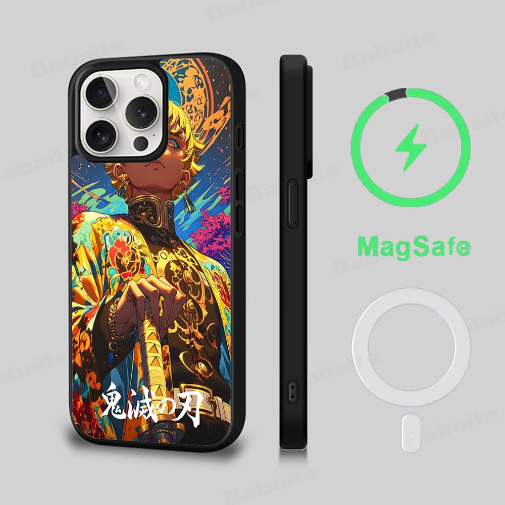 Чехол для телефона Убийца демонов Магнитный чехол Для IPhone 16 14 13 12 11 15 Pro Max Plus Для Magsafe Беспроводная зарядка Чехол