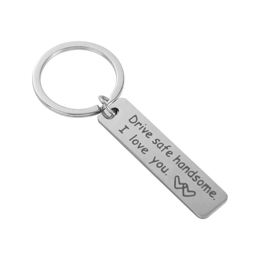 Stainless Steel Drive Safe Keychain Letter Keychain Gifts for Valentines Day