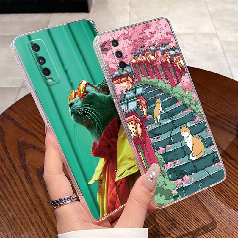 Jelly Casing For VIVO Y70S / IQOO U1 Fundas Capa Clear Silicone Soft TPU Back Cover Cute Cat Rabbit Heart Protective Case Coque