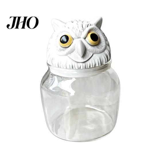 Tea Bag Storage Container Spice Jar Moisture Proof Glass Jars with Witch Hat/Owl Lids Sealed Moisture-proof Seasoning Dry Foods Containers Decorative