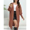 Women's Sweater Cardigan Long Loose Jacket Double Pocket Lantern Sleeve Sweater Cardigan