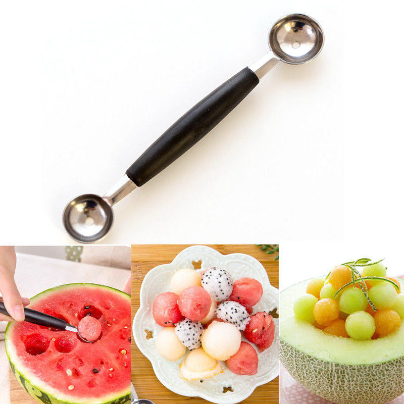 Kitchen Accessories Stainless Steel Double-End Melon Ice Cream Baller Scoop Fruit Spoon