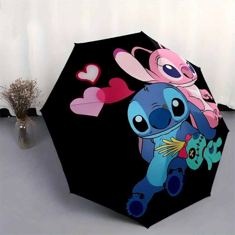 Автоматический складной зонт Stitch, Love, 8 спиц, портативный, с пластиковой ручкой, подходит для отдыха и Хэллоуина