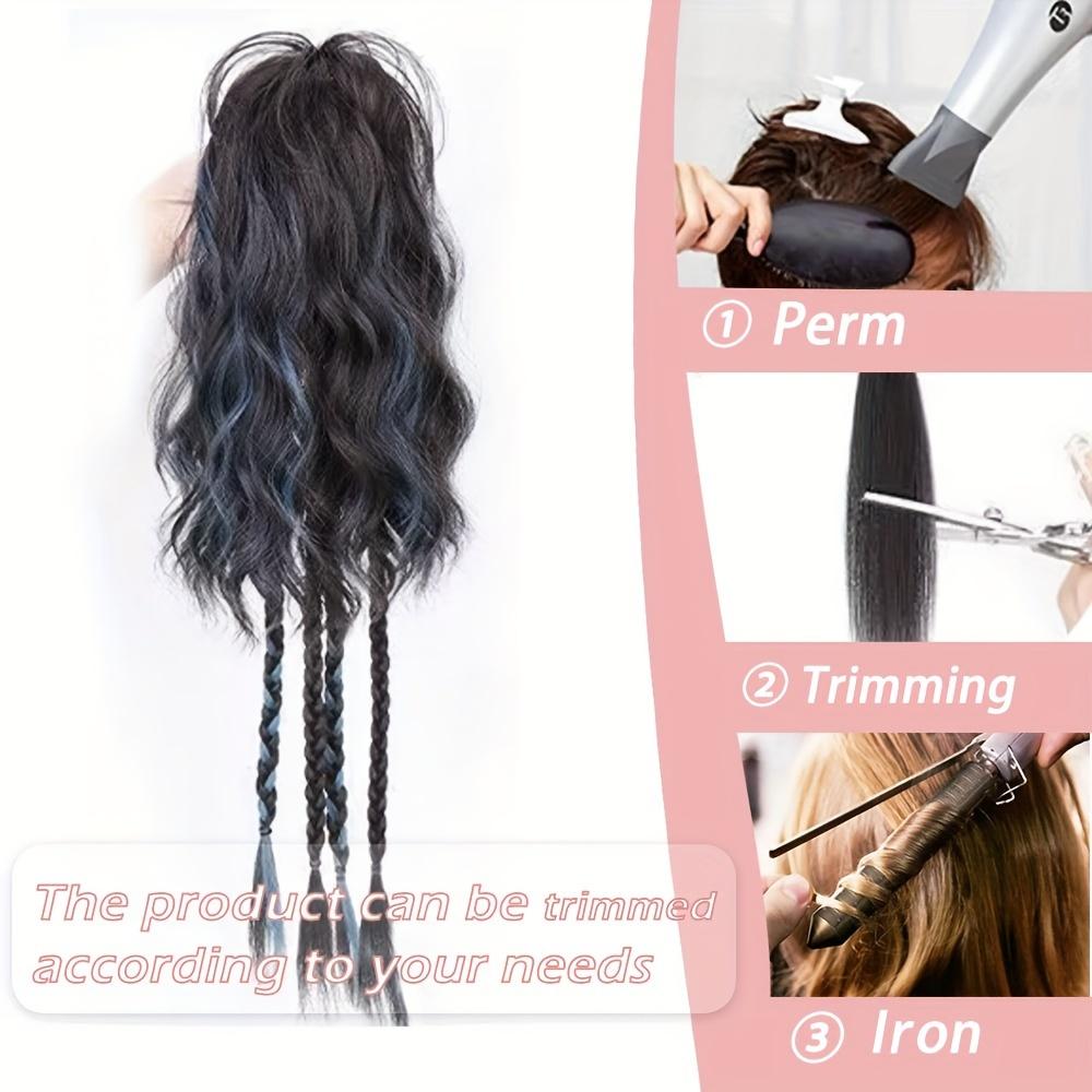 LISI HAIR Synthetic Long Hair Braid Ponytail Curly Hair Buns Braid Wig Claw Clip Ponytail Extension Buns Ponytail For Daily Use Hair