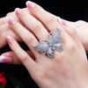 J0087 Exaggerated Personality Big Butterfly Women'S Ring, Exquisite Micro-Inlaid Zircon Ring