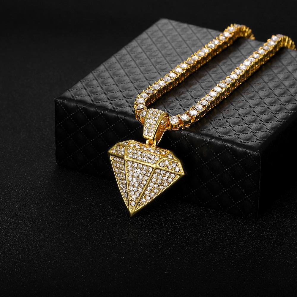 Ожерелье с бриллиантами Iced Out для мужчин, подвеска и ожерелье с кубическим цирконием Iced Out, цепочка из золота и серебра, подвеска в стиле хип-хоп