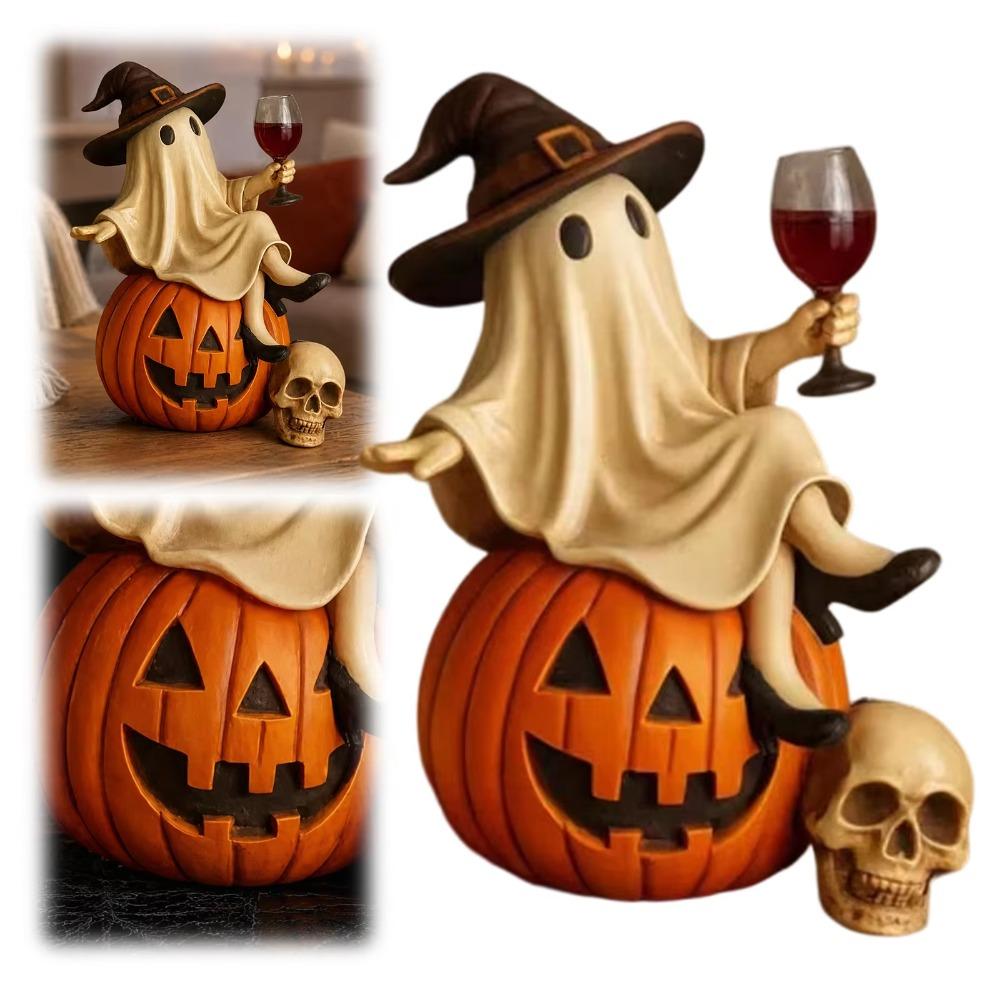 Spooky Halloween Ghost Figurine Cartoon Tabletop Figurine Funny Witch Statue Halloween Decor