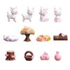 Pink Deer Miniatures Mini Pink Deer Statue Decorative Fruit Baskets Statue Home Desktop
