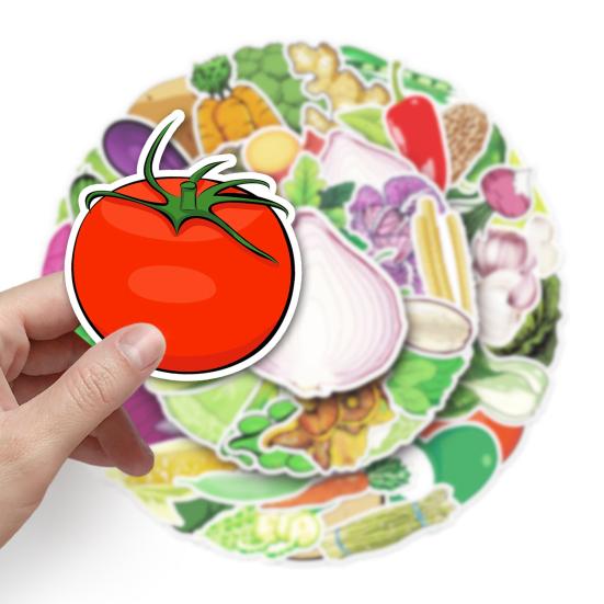 50 шт. Наклейки с овощами, самоклеящиеся, водостойкие, перец, капуста, лук, помидор, серия овощей, декоративные, милые наклейки, ноутбук, гитара, скейтборд, чемодан