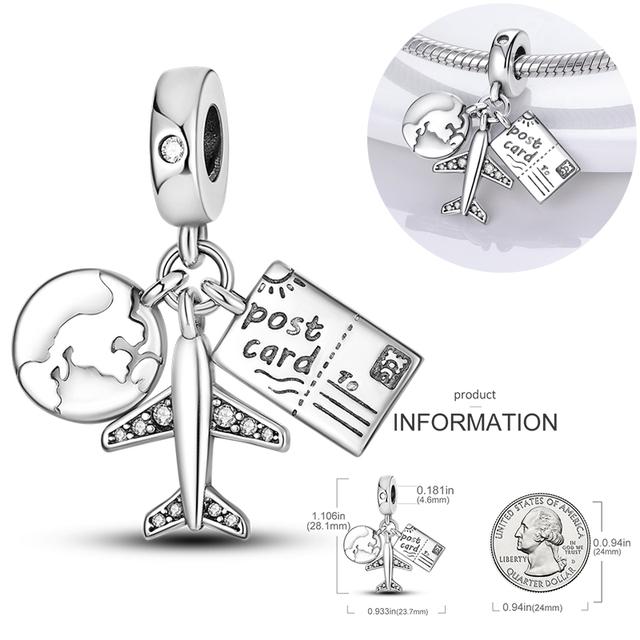 Подвески Plata Charms Of Ley 925 Elephant Katty Car Coffee, подвески, подходят для оригинального браслета Diy