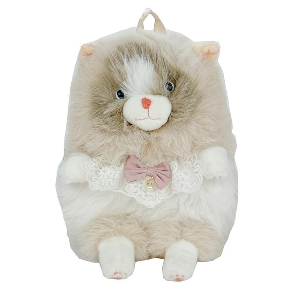 Large Capacity Plush Rucksack Soft Fluffy Shoulder Bag Casual Cat Backpack Children