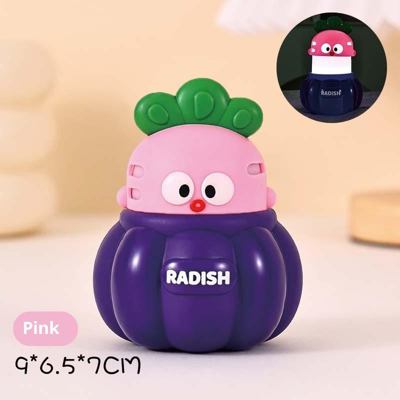 1Pcs Anime Figure White Light Atmosphere Decor Radish Doll Small Night Light Electronic Luminous Toy Cute Shape Children Gift