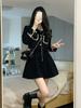 Зимний винтажный элегантный новый комплект из двух предметов, женский комплект с французской пуговицей, шикарная лоскутная юбка, женский корейский модный повседневный комплект для вечеринок 2024