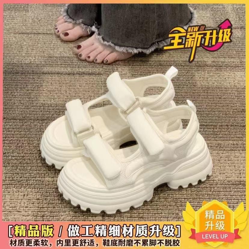 Сандалии женские 2024 новые летние туфли-буфы на толстой подошве для отдыха и спорта на липучках в римском стиле с юбкой