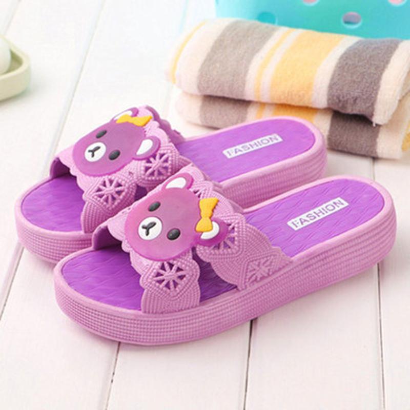 Летние женские сандалии и тапочки для дома, ванной, ванной, пластиковые нескользящие домашние тапочки на толстой подошве, милые сандалии с героями мультфильмов