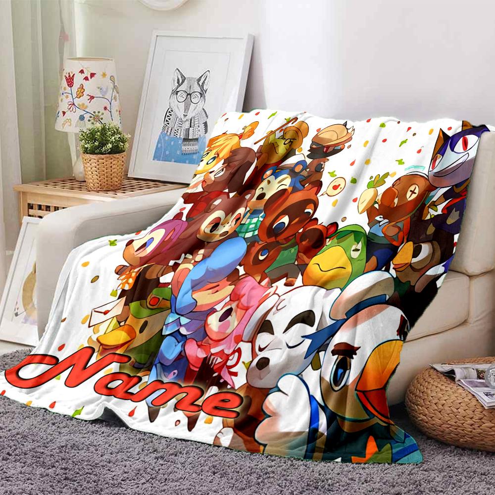 Customiz Name Personality Animal Crossing (2) Blanket Soft &Warm Sofa Office Bed Travel Lunch Break Blanket, Gift Suitable for All Seasons
