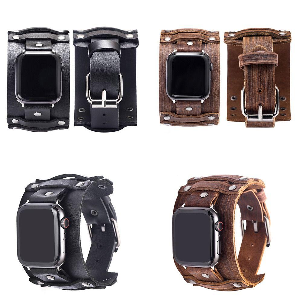 Панк Кожаный Ремешок для Apple Watch 7 6 5 4 3 SE iWatch 38 40 41 45 42 44 мм Аксессуары для Смарт-часов