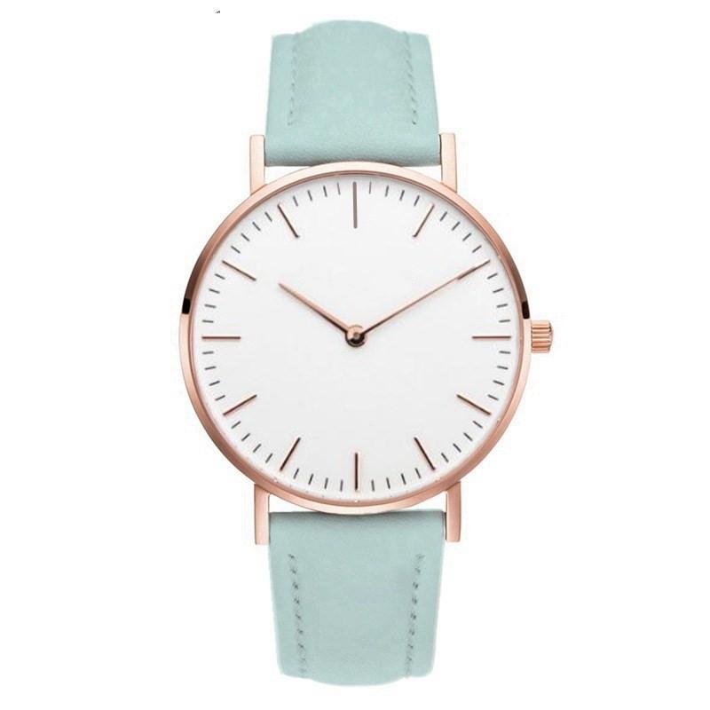 Simple Elegant Watch for Women  Pink White Leather Watchband Dress Lady Wrist Watches Casual Female Clock  Montre Femme