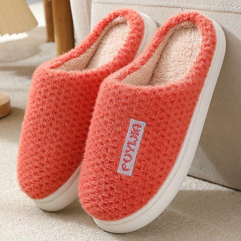 Женские хлопковые тапочки, мужские зимние бархатные теплые туфли на толстой подошве, нескользящая домашняя обувь, домашние тапочки