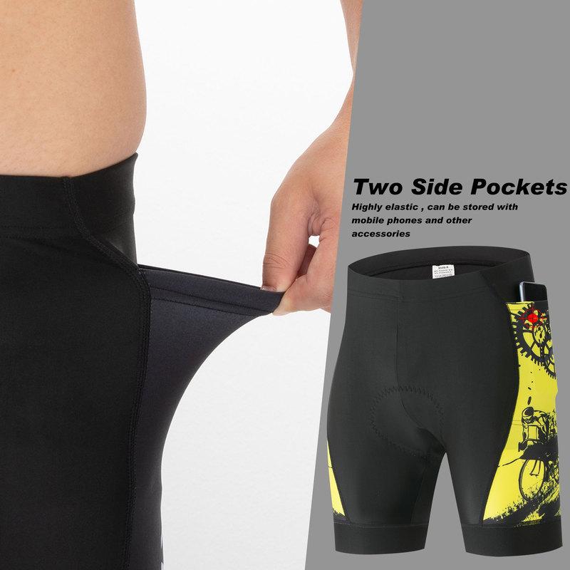 Men's Performance Cycling Shorts with 5D Pad, Road and Mountain Breathable Quick-Dry with 3 Pockets Bike Shorts