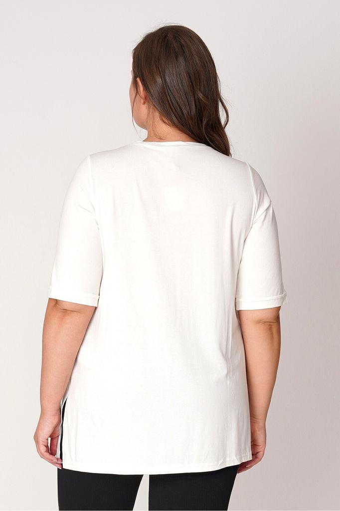 Женская стильная футболка большого размера с v-образным вырезом, футболка из струящейся вискозы и лайкры