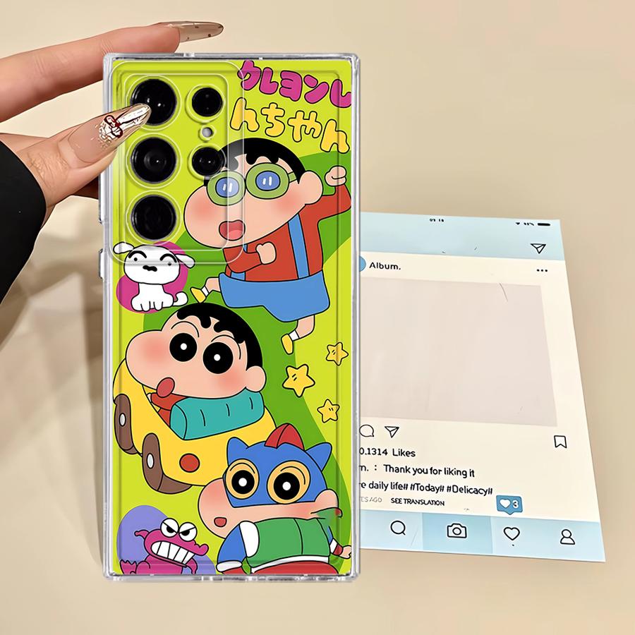 Phone Cover Case for Samsung Galaxy S25 Edge S22 FE S20 Plus Note 20 Ultra 10 S26 S21 S24 S23 Ultra Cute Crayons Shinchan