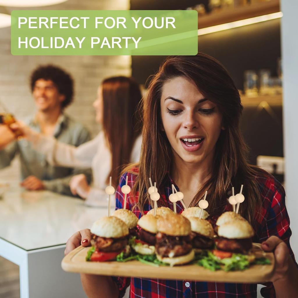 1000 Pieces Cocktail Picks Fancy Toothpicks for Appetizers 4.7 Inch Bamboo Cocktail Sticks Appetizer Skewers for Drinks, Fruit, Charcuterie, Wedding