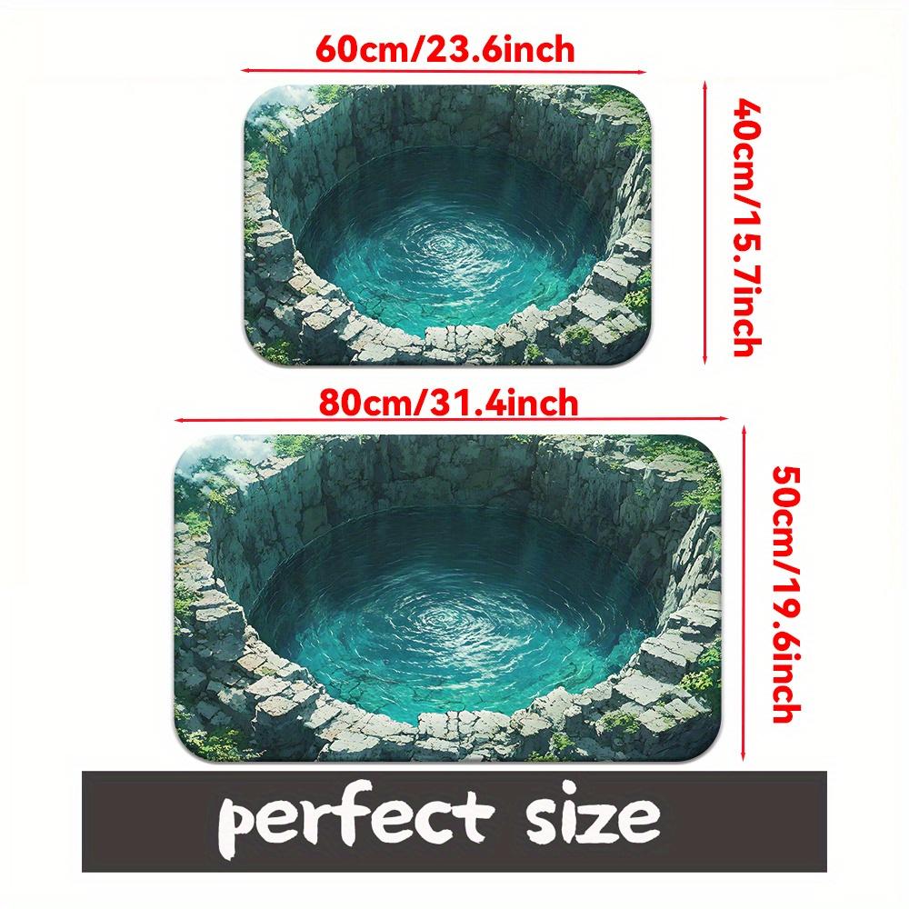 Нескользящие Ярко-аквамариновые Бирюзовые Принты Камень Коврики для душа Ультратонкие Коврики для ванной Абсорбирующие Быстросохнущие 3D Визуальные Полиэстер