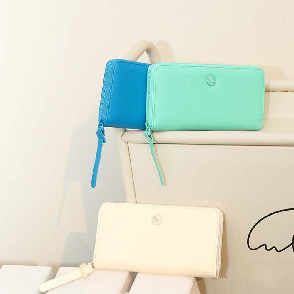 Lightweight Wrist PU Purse Thin Portable Handbag Versatile Solid Color Wallet Daily
