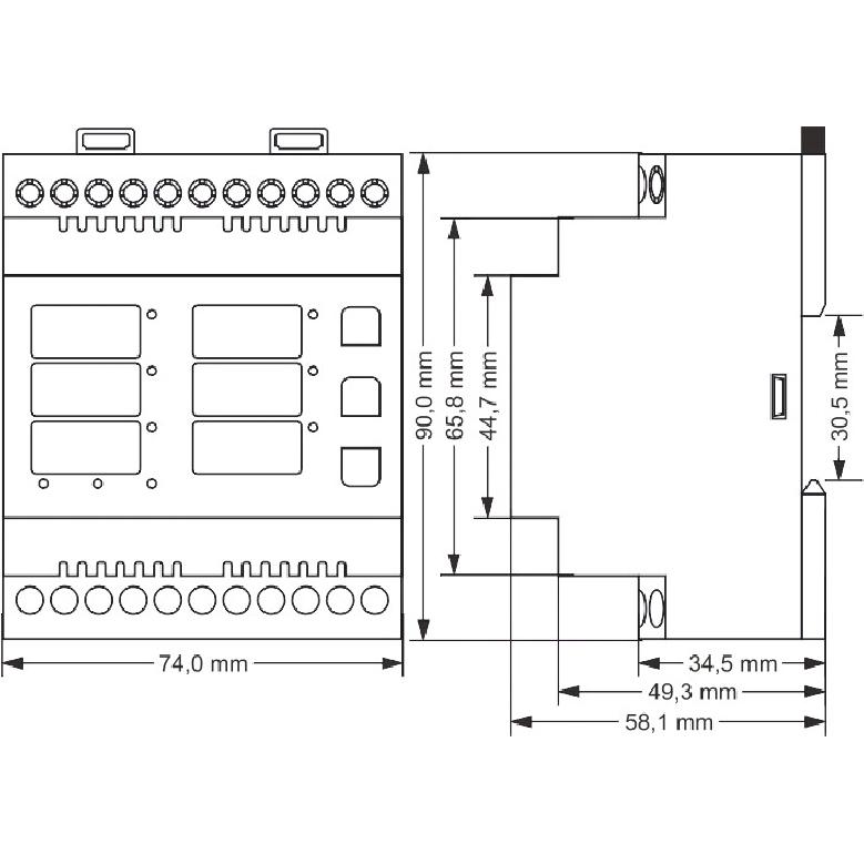 Samwha-Dsp EM-06-DIN Multimeter, Three Phase Volt(L-L),(L-N), Ampere ,Frequency, Phase Sequence Display Panel Meter 12 in 1