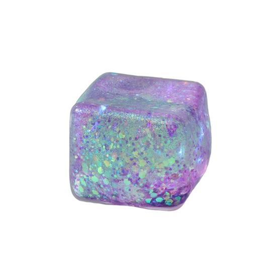 Ice Cube Squeeze Toy with Glitter Slow-Rising Water Cube TPR Fidget Toy for Stress Relief Portable Decompression Gadget for Kids
